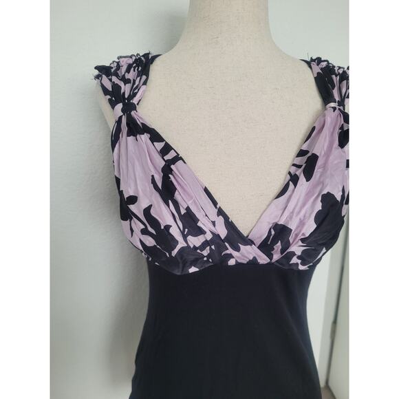 Y2K Bebe Babydoll Satin Floral Tie Back Top Sz M Coquette Romantic Fairy Grunge - Picture 3 of 4